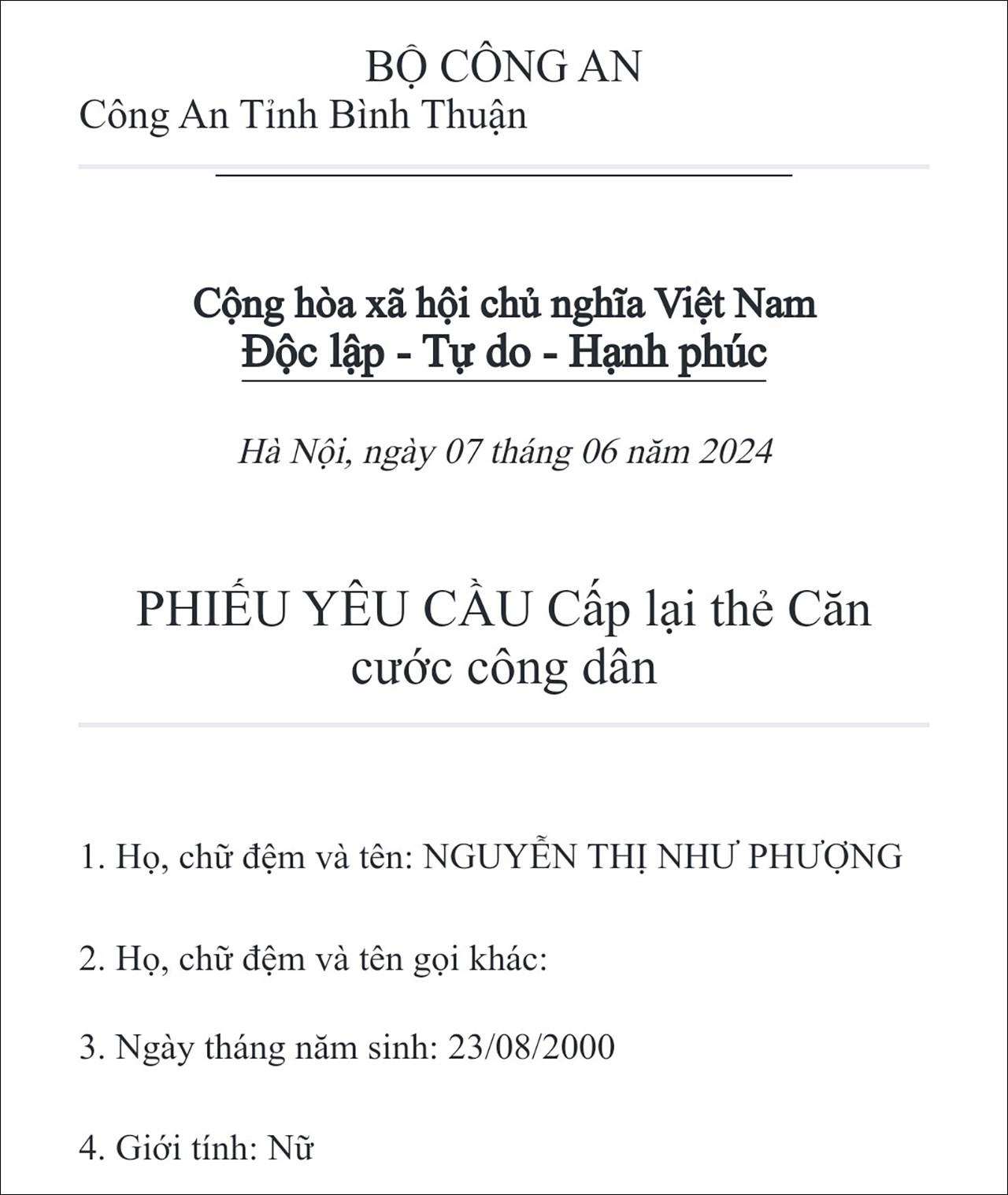 Cách đăng ký cấp lại thẻ CCCD gắn chip online