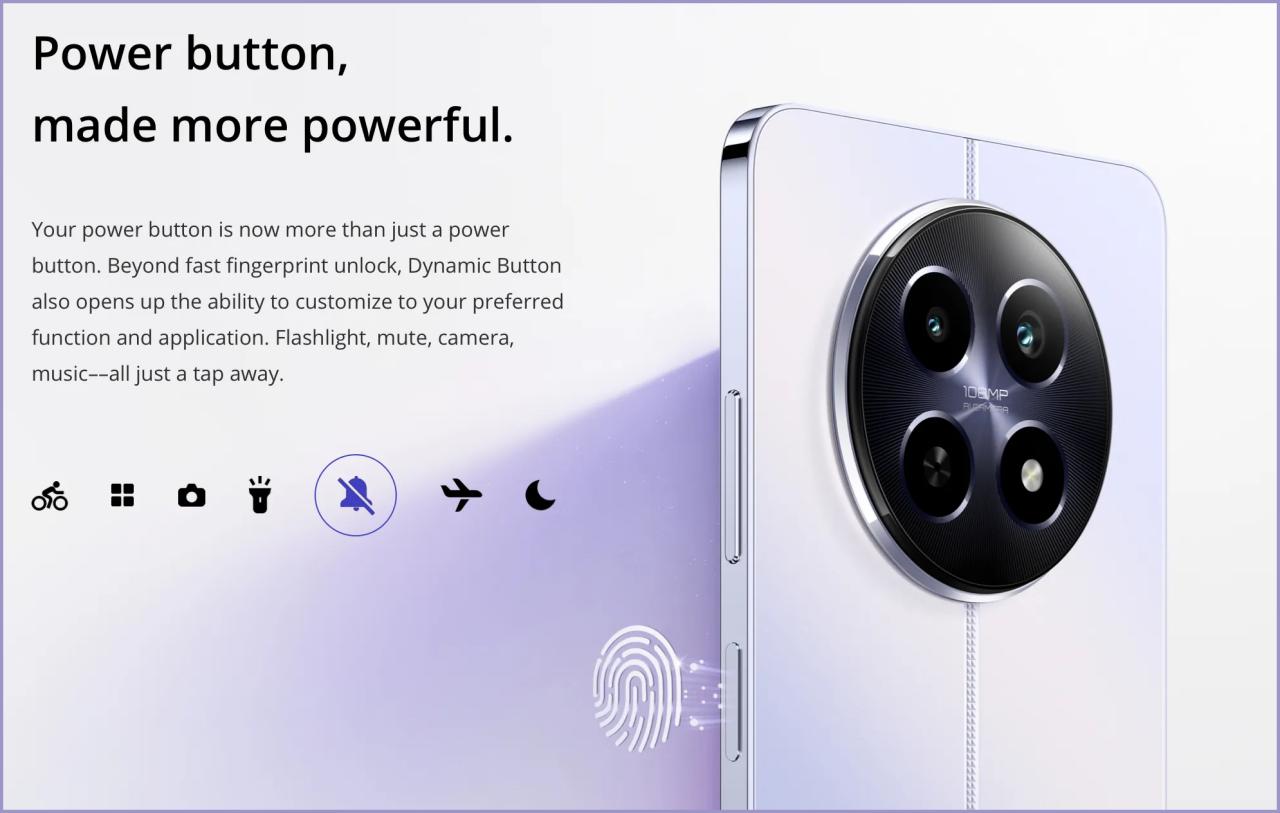 Phím Dynamic với 7 chức năng trên realme 12 5G