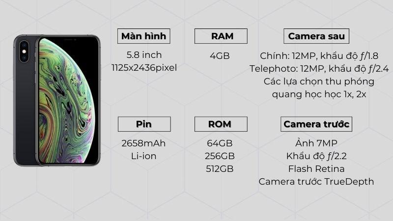 Tổng quan cấu h&igrave;nh iPhone Xs