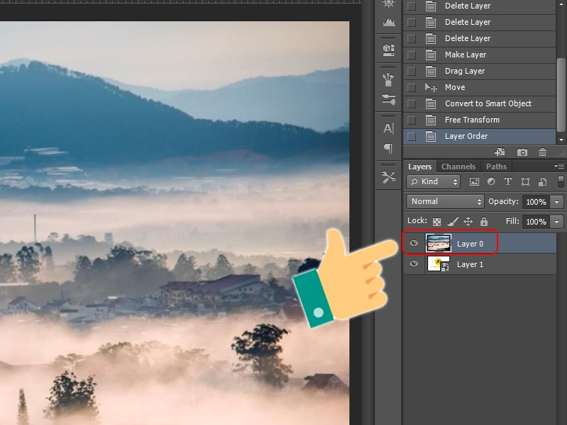 alt: Chọn Layer cần tô màu trong Photoshop