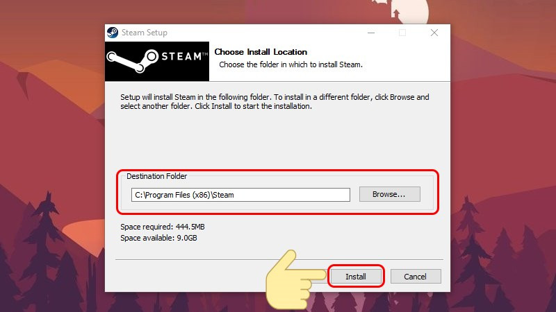 alt: Chọn thư mục cài đặt Steam