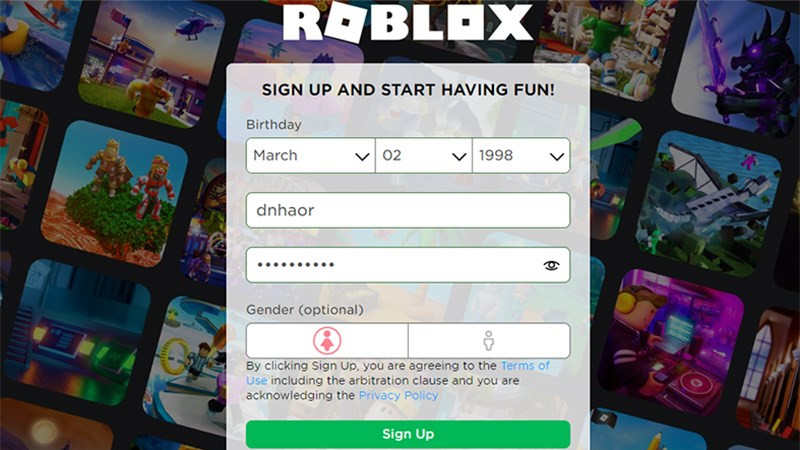 alt: Giao diện đăng ký Roblox