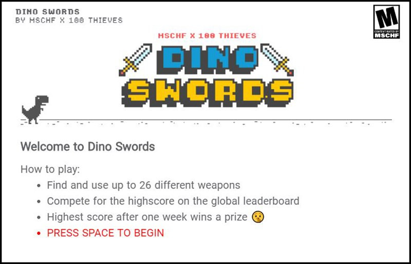 alt: Giao diện trang web Dino Swords