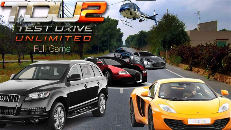 alt text: Cảnh đua xe trong Test Drive Unlimited 2 với nhiều loại xe khác nhau