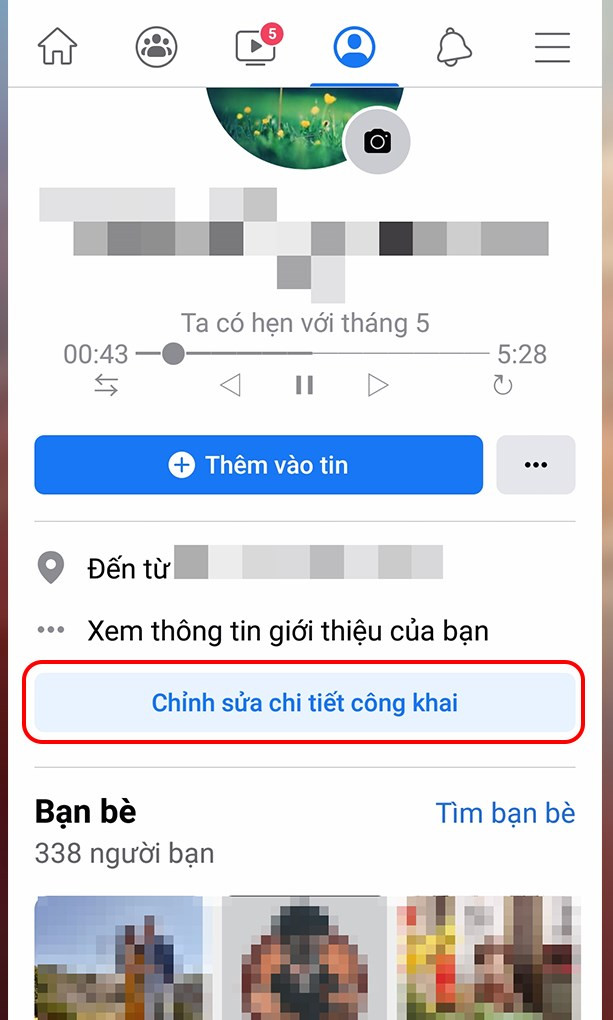 alt text: Chỉnh sửa chi tiết công khai trên Facebook