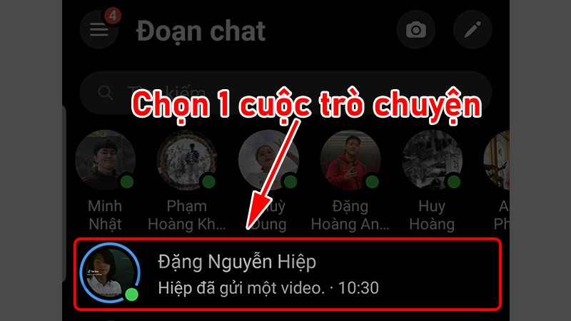 alt text: Chọn cuộc trò chuyện Messenger