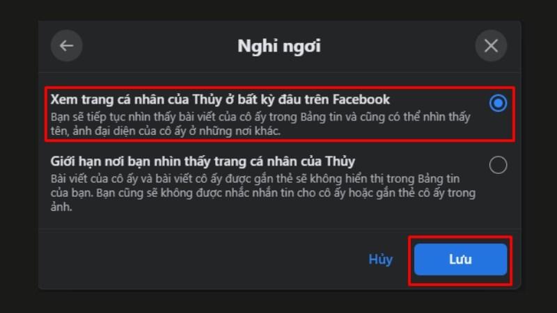 Alt text: Chọn không còn giới hạn nội dung và lưu lại