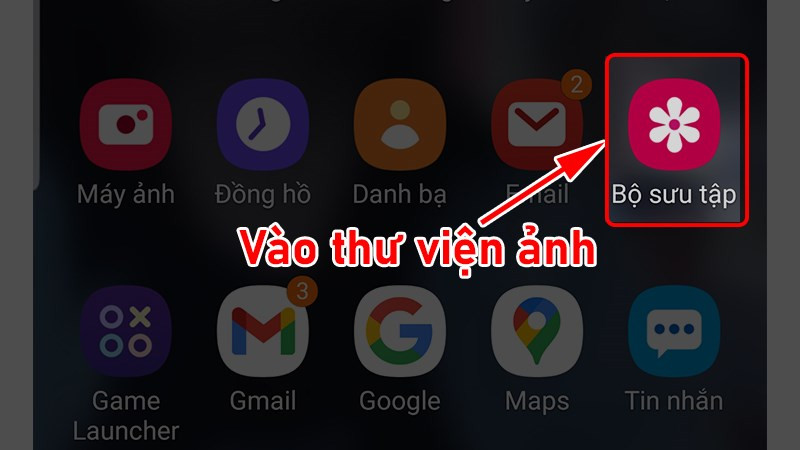 alt text: Mở thư viện ảnh