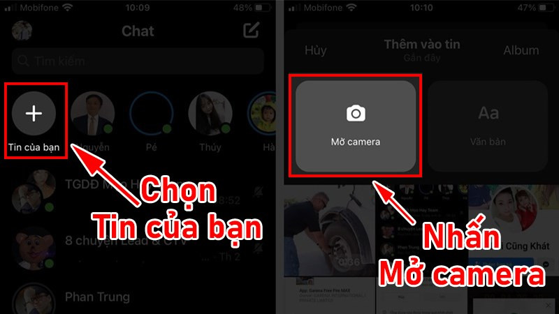 alt text: Nhấn biểu tượng "+" trong mục Tin của bạn