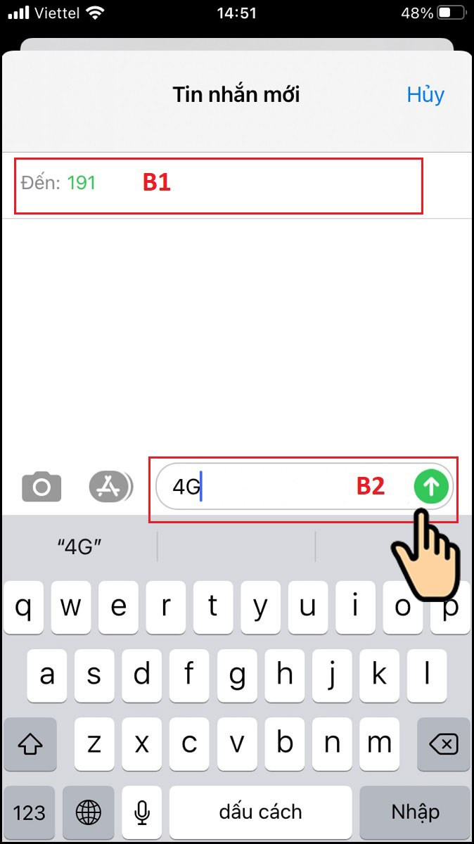 alt text: Soạn tin nhắn 4G gửi 191