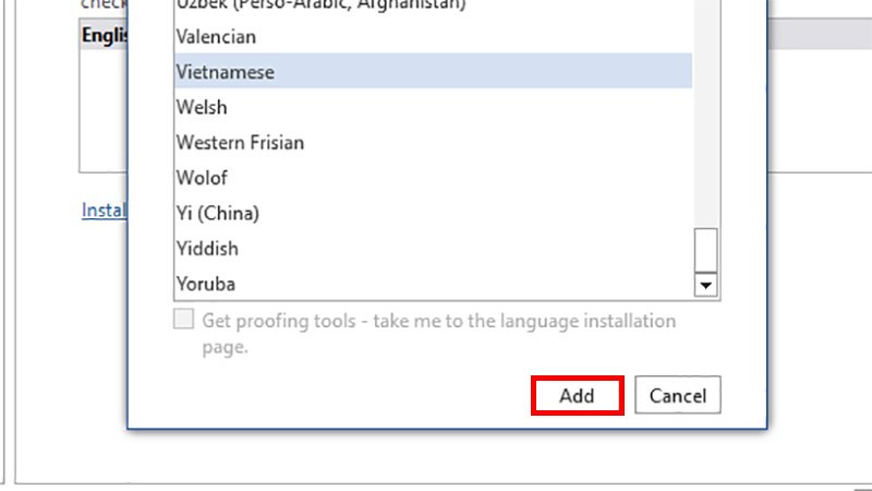 alt text: Thêm ngôn ngữ mới trong Word