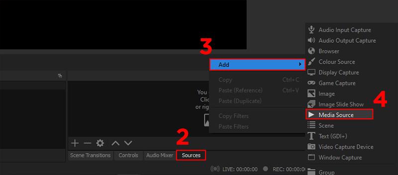 alt text: Thêm nguồn video trong OBS Studio