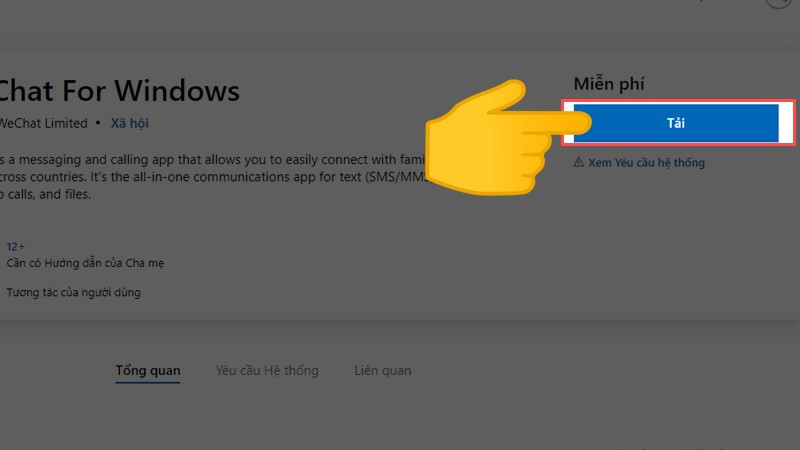 alt text: Tìm kiếm WeChat trên Microsoft Store