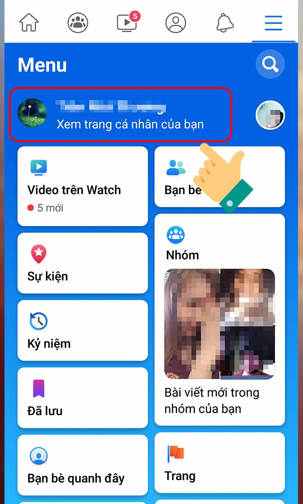 alt text: Truy cập trang cá nhân Facebook