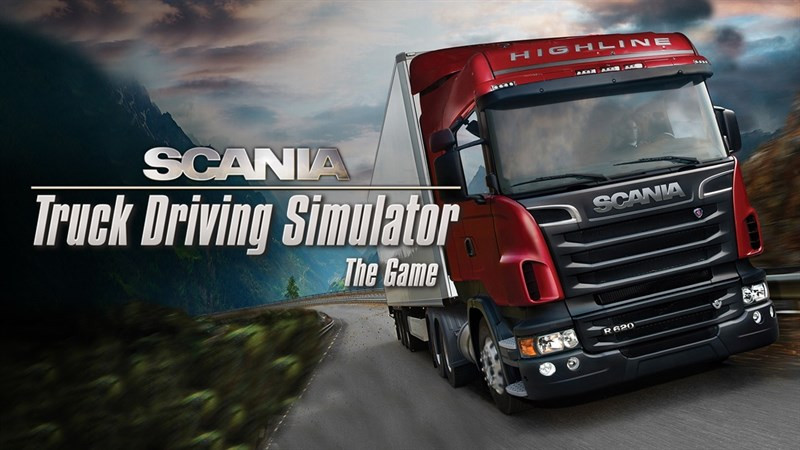 alt text: Xe tải Scania trong Scania Truck Driving Simulator đang di chuyển trên đường