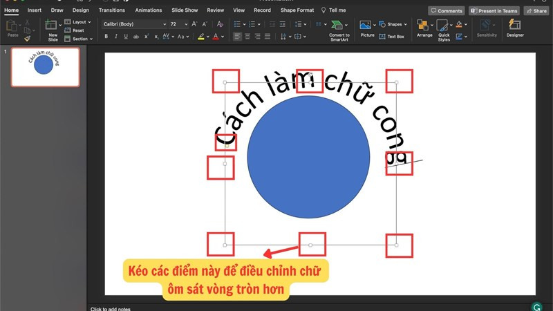 Alt: Văn bản sau khi được tạo hiệu ứng chữ cong