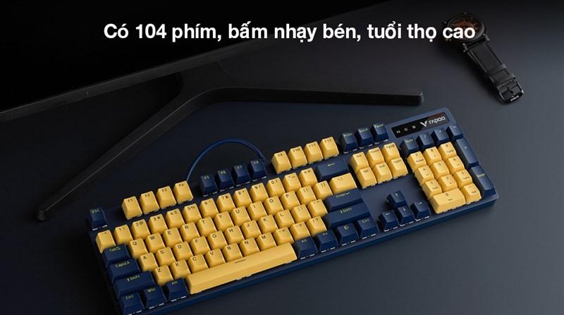 Bàn Phím Cơ Có Dây Gaming Rapoo V500Pro Vàng Xanh