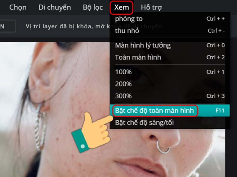 Bật chế độ to&agrave;n m&agrave;n h&igrave;nh