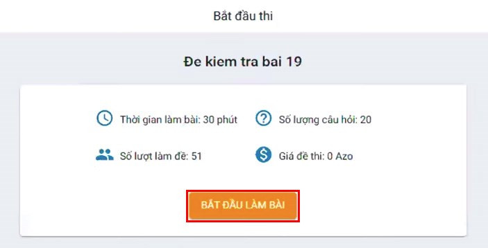 Bắt đầu làm bài trên Azota máy tính