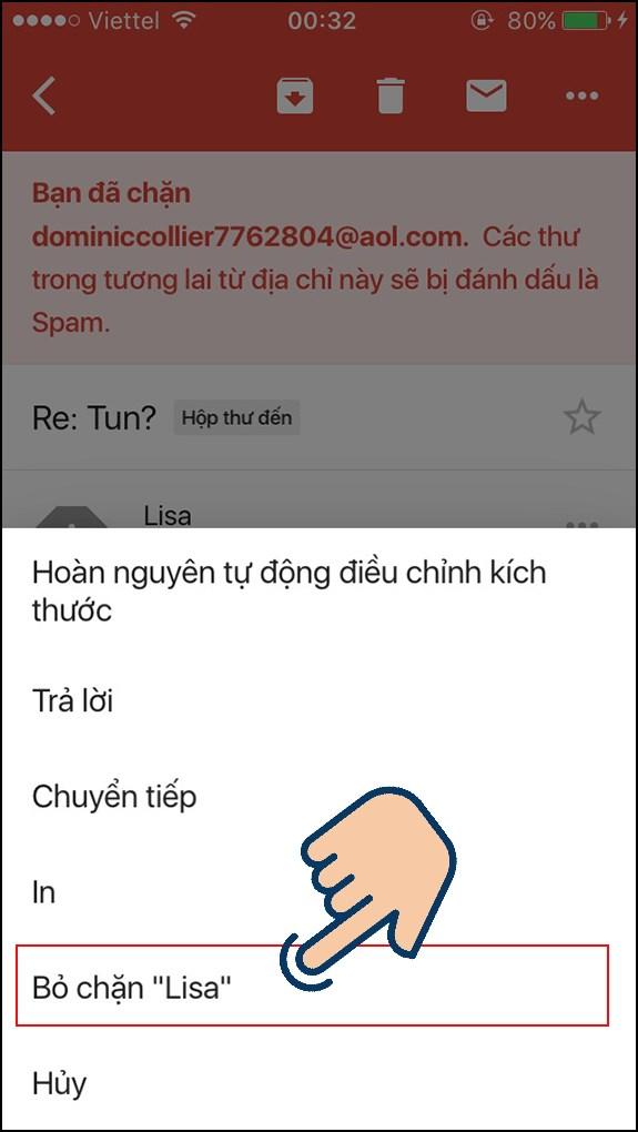 Bỏ chặn người gửi