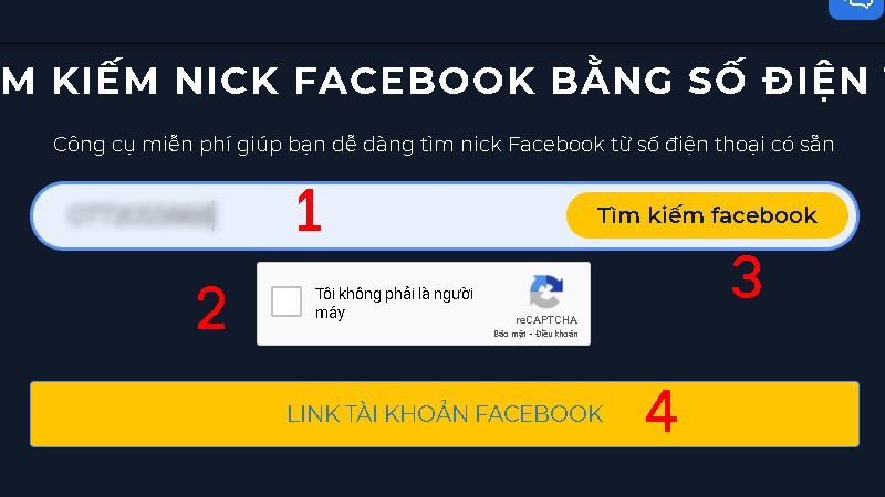 Các bước tìm kiếm Facebook bằng số điện thoại