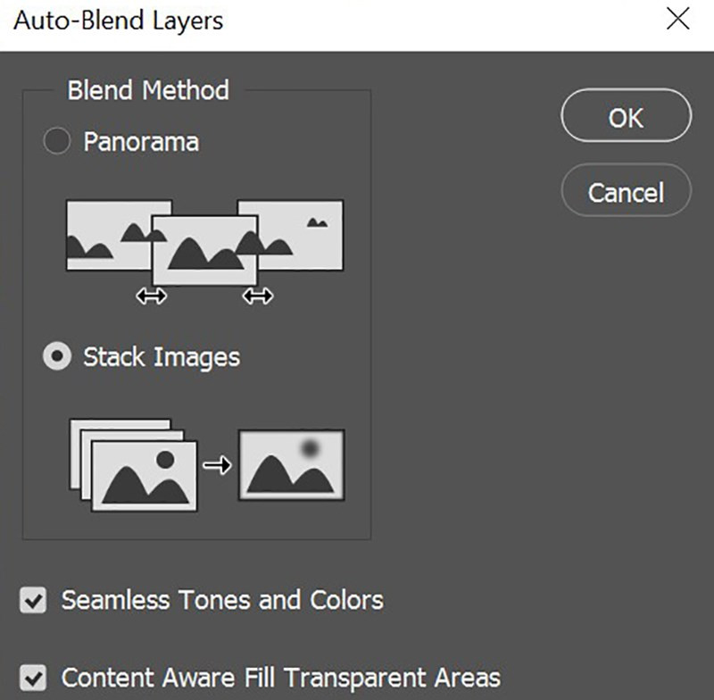 Cài đặt Auto-Blend Layers