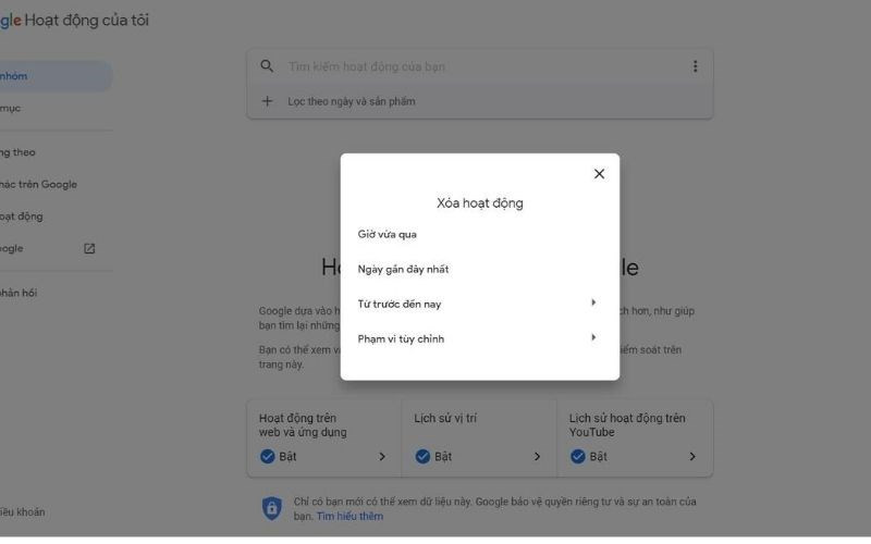 C&aacute;ch x&oacute;a lịch sử t&igrave;m kiếm tr&ecirc;n Google m&aacute;y t&iacute;nh
