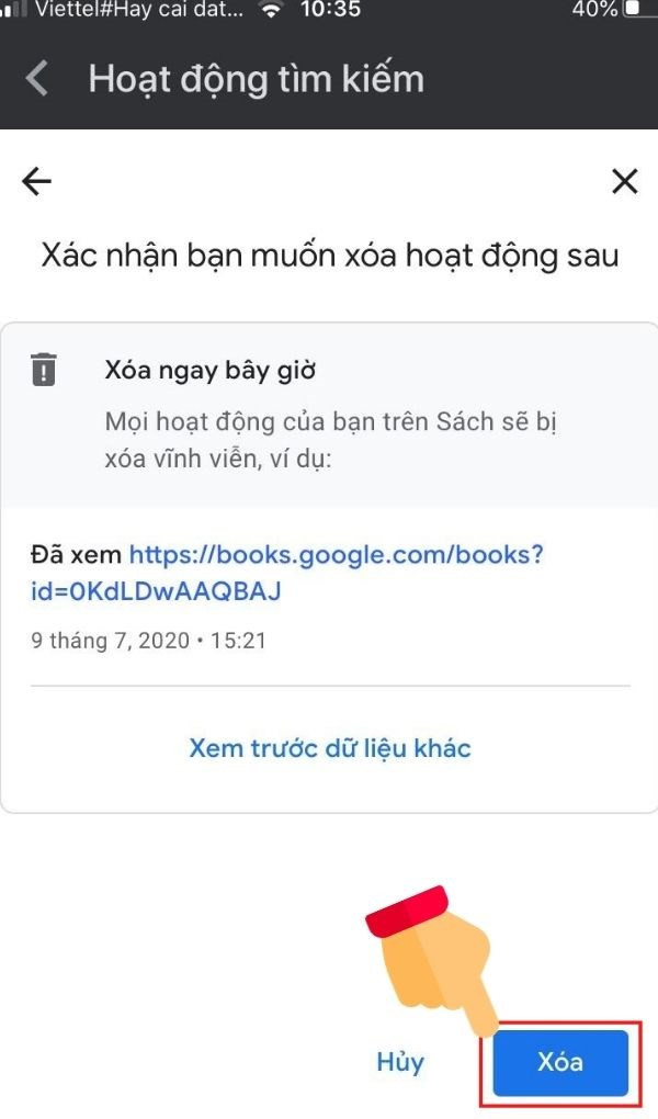 C&aacute;ch x&oacute;a lịch sử từ kh&oacute;a t&igrave;m kiếm tr&ecirc;n Google điện thoại