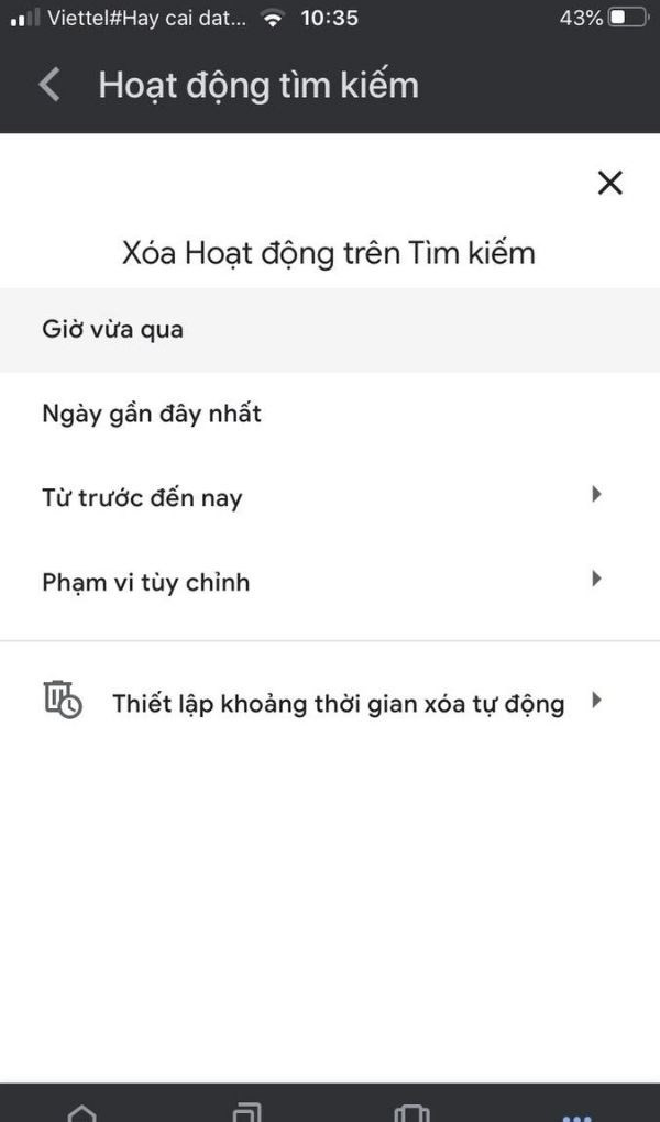 C&aacute;ch x&oacute;a lịch sử từ kh&oacute;a t&igrave;m kiếm tr&ecirc;n Google điện thoại