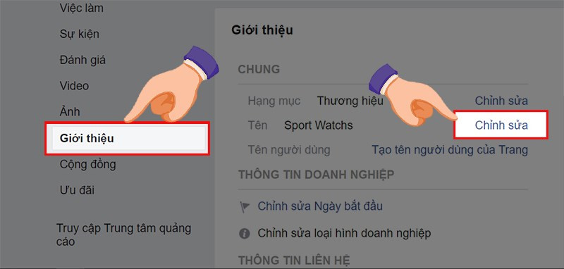 Chỉnh sửa thông tin