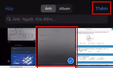 Chọn ảnh bài làm và thêm trên Azota điện thoại
