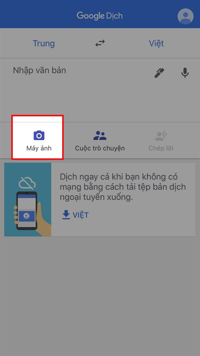 Chọn biểu tượng Máy ảnh