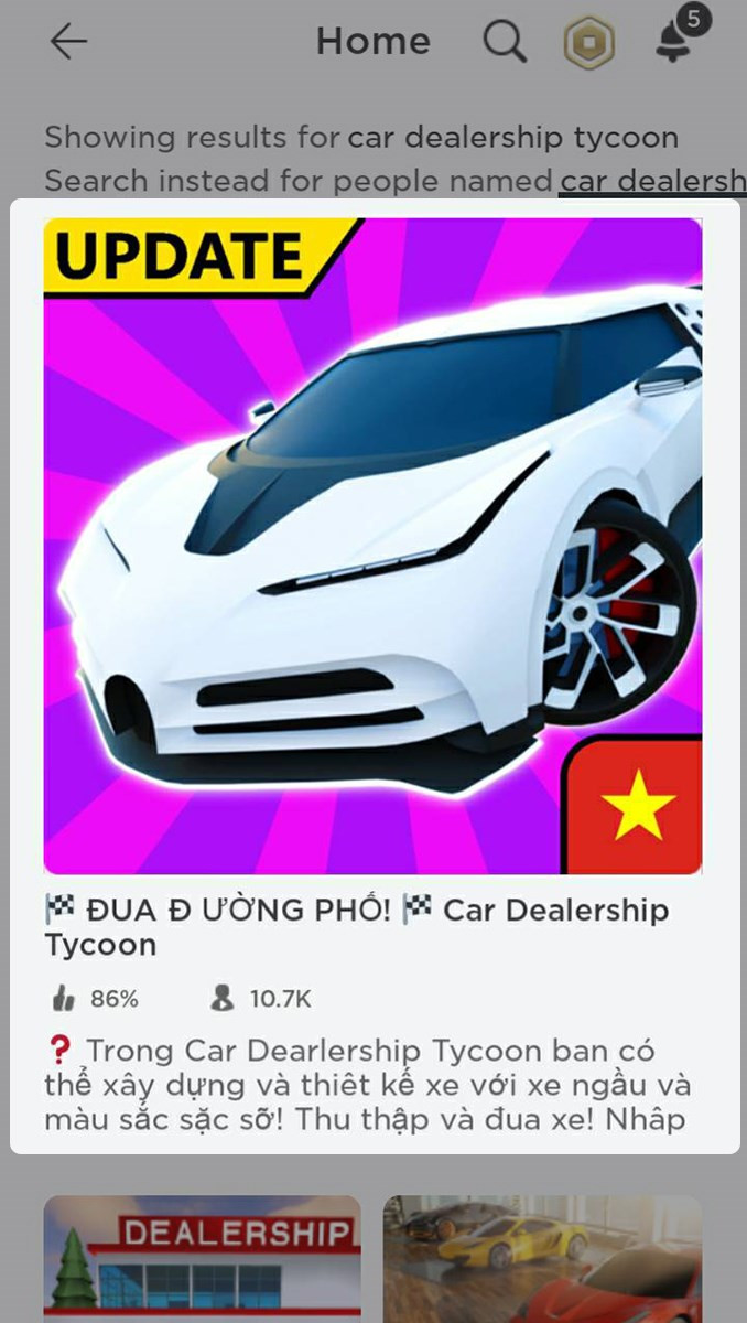 Chọn Car Dealership Tycoon.&nbsp;