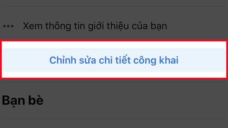 Chọn Chỉnh sửa chi tiết công khai