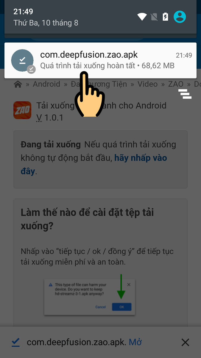 Chọn file vừa tải về