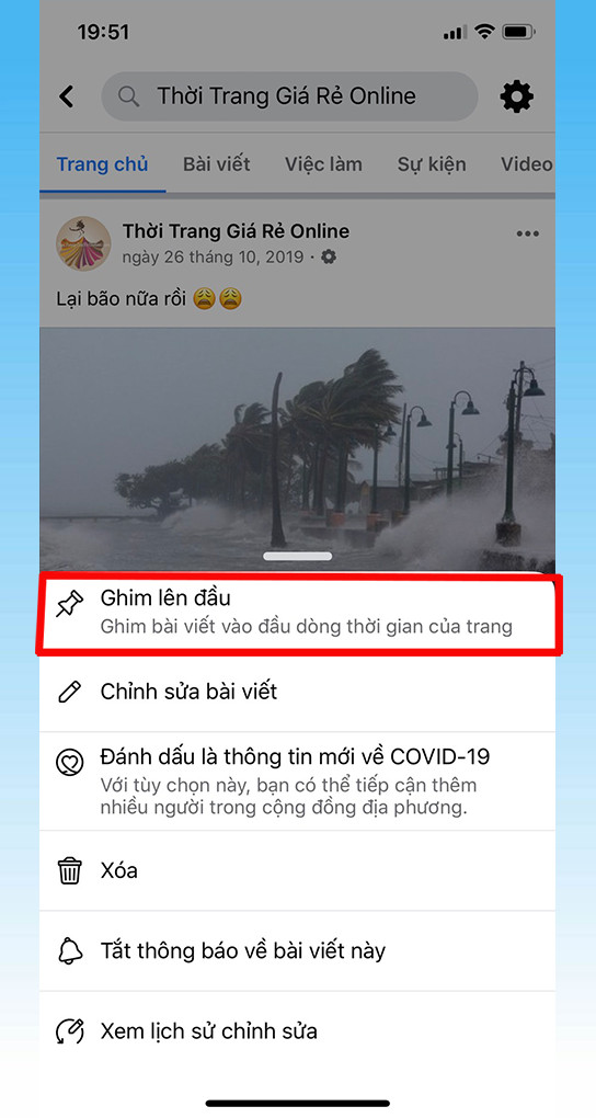 Chọn Ghim lên đầu.