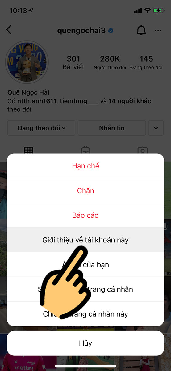 Chọn "Giới thiệu về tài khoản này"