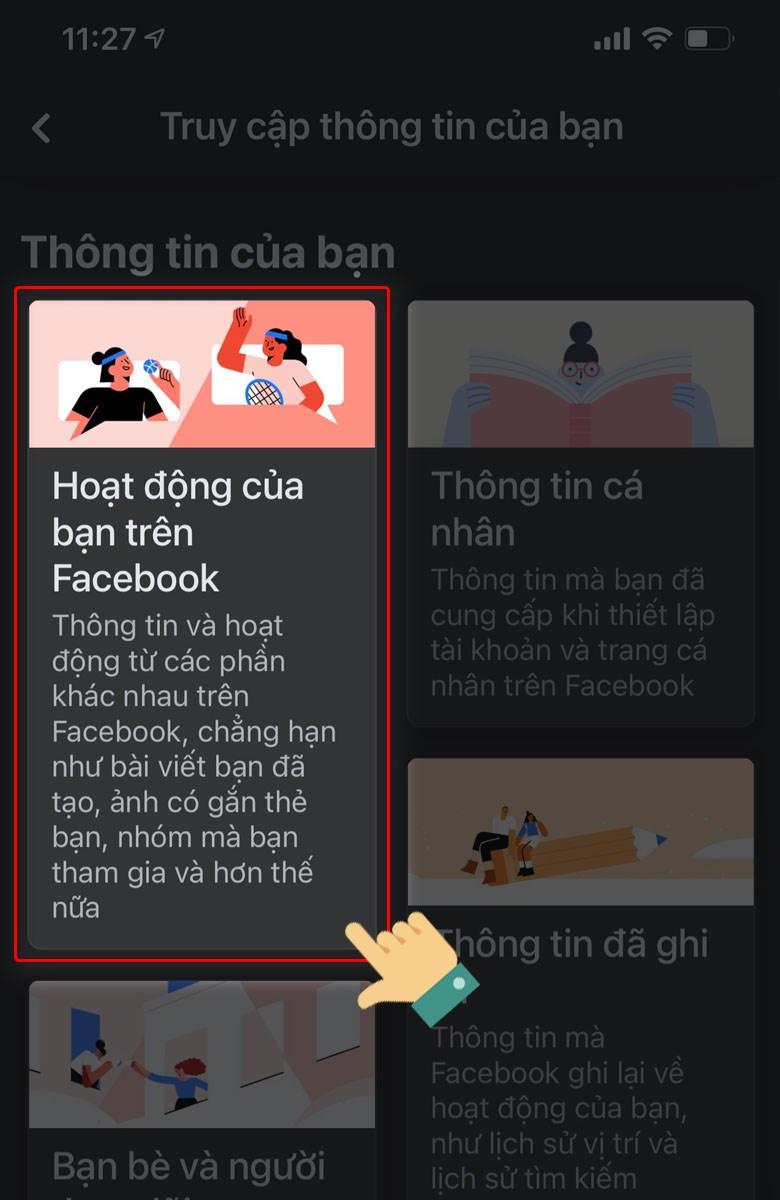 Chọn Hoạt động của bạn trên Facebook