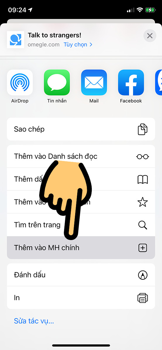 Chọn Thêm vào MH chính