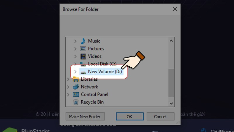 Chọn thư mục cài đặt Bluestacks