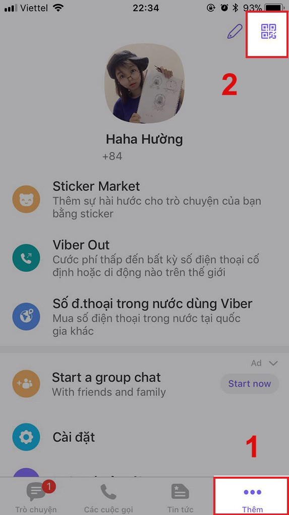 Chọn trình quét mã QR trên Viber điện thoại