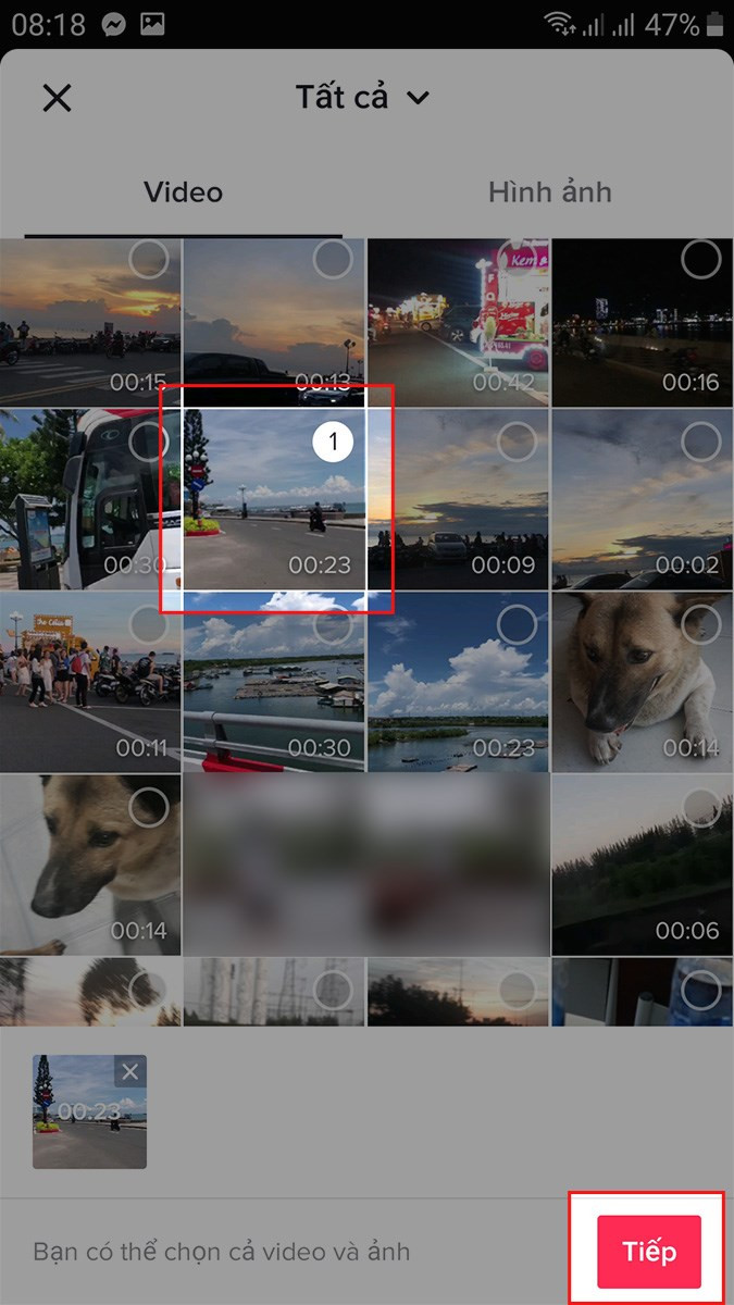 Chọn video cần đăng