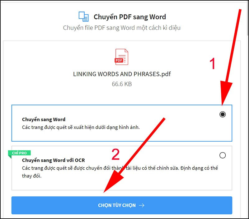 Chuyển đổi PDF sang Word trên Smallpdf