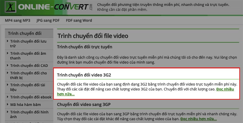 Chuyển đổi video với Online-convert.com