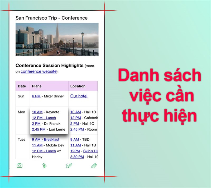 Danh sách công việc cần thực hiện