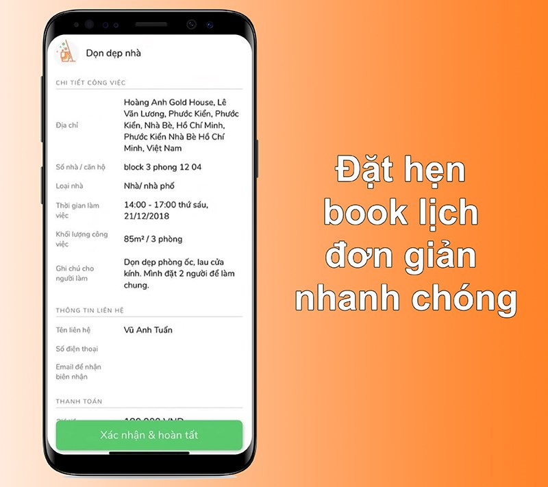 Đặt hẹn, book lịch đơn giản, nhanh chóng