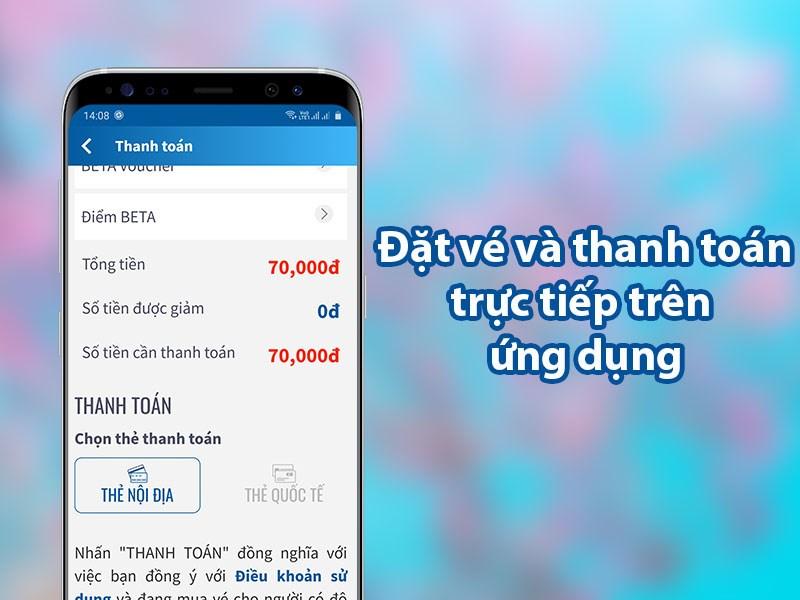 Đặt v&eacute; v&agrave; thanh to&aacute;n trực tuyến th&ocirc;ng qua ứng dụng