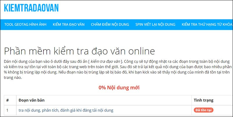 Giao diện kiemtradaovan.com