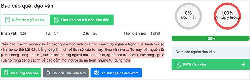 Giao diện Plagiarism Detector