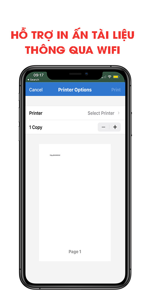 Hỗ trợ in ấn t&agrave;i liệu th&ocirc;ng qua wifi